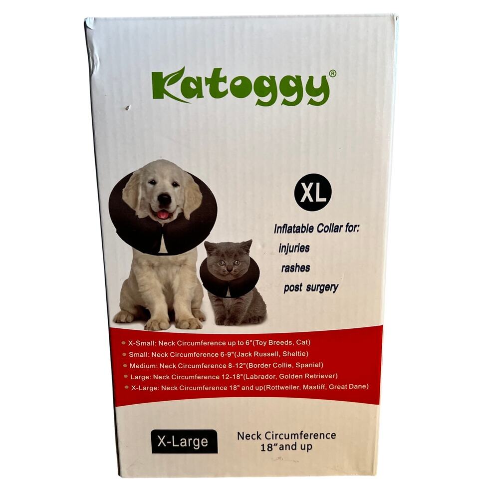 Katoggy Inflatable Recovery Premium Protective GREY Dog Collar X-Large 18" up